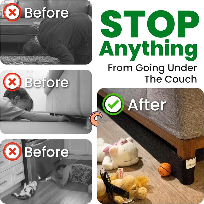 ECOHomes Under Couch Guards Toy Blocker - Elastic Strap Barrier for Under Sofa, Bed & Furniture Bottom Stop Things from Going Under | Easy to Install Gap Bumper Stopper for Toys (9 Ft by 5 Inch) - Image 2